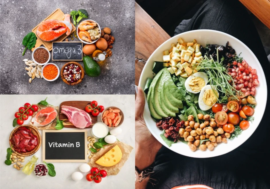 Bữa ăn hợp lý đầy đủ Vitamin nhóm B, Axit béo Omega-3