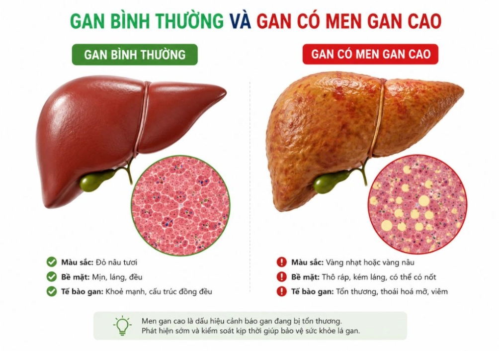 Gan bình thường và gan có men gan cao