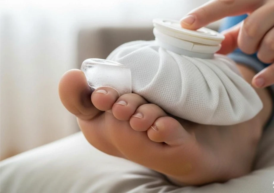 Hình ảnh một người đang chườm đá