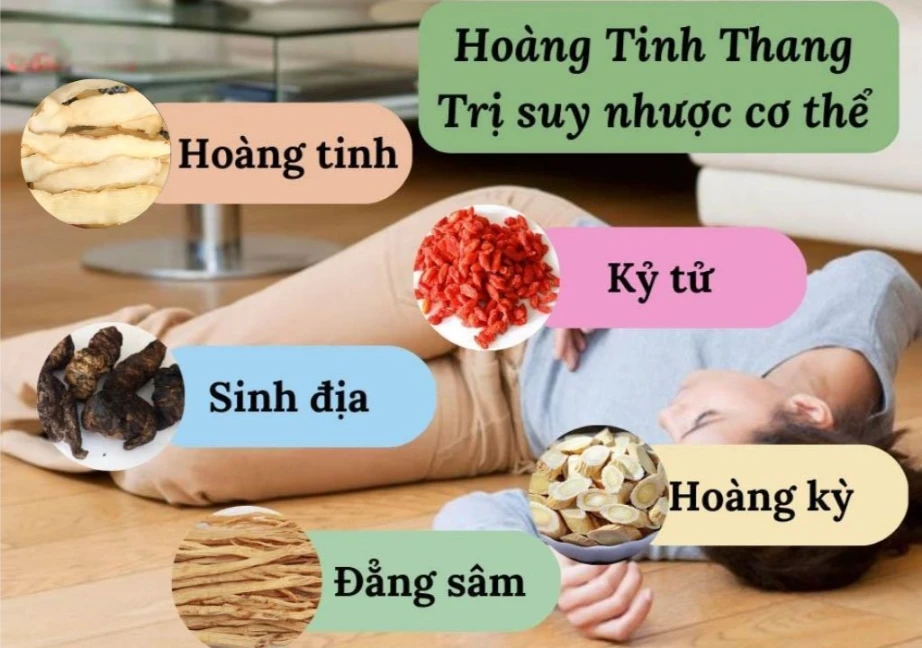Hình ảnh vị thuốc hoàng tinh kết hợp các vị thuốc khác