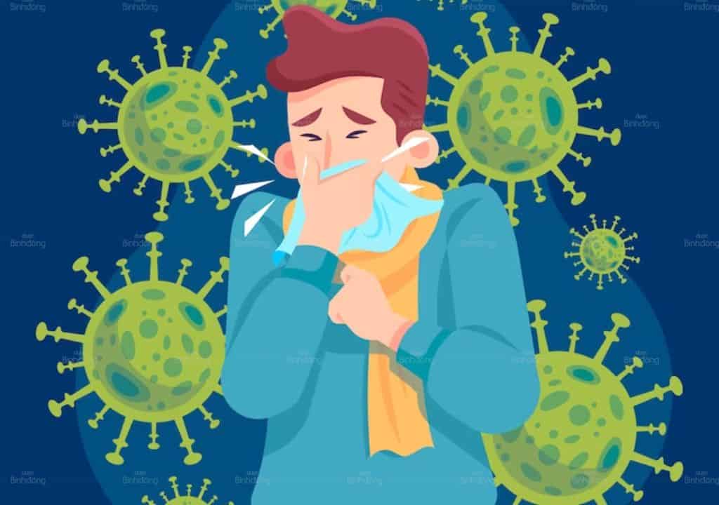 Hình ảnh người đàn ông bị viêm hô hấp trên do nhiễm virus
