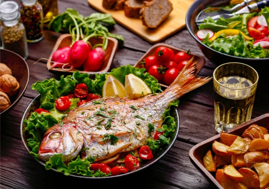 Hình ảnh về các món ăn từ cá và rau củ