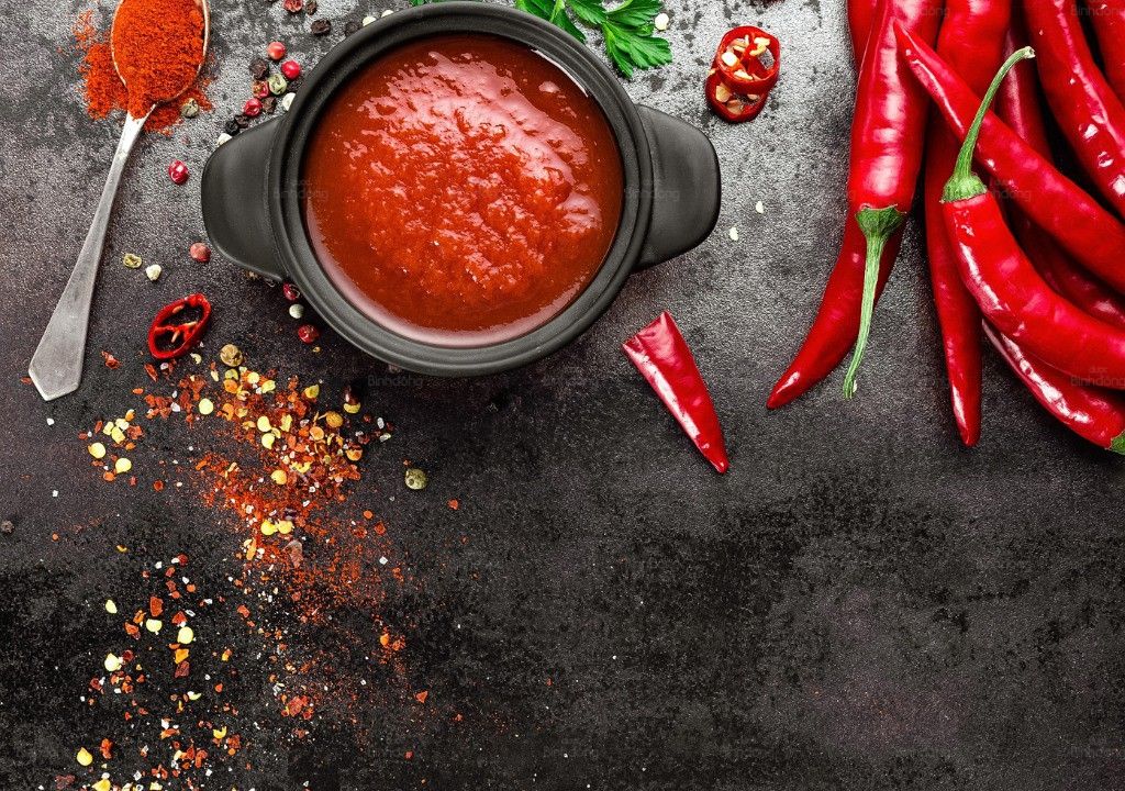 Hình chụp về các loại gia vị cay nóng