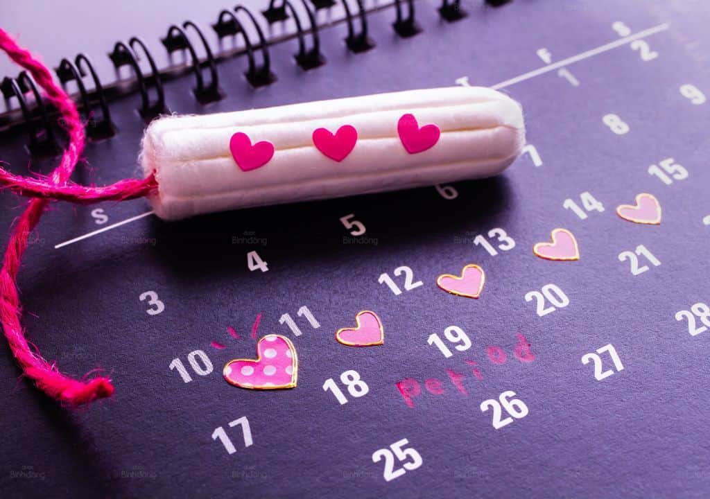 Hình ảnh về tấm lịch viết về chu kỳ kinh nguyệt của phụ nữ