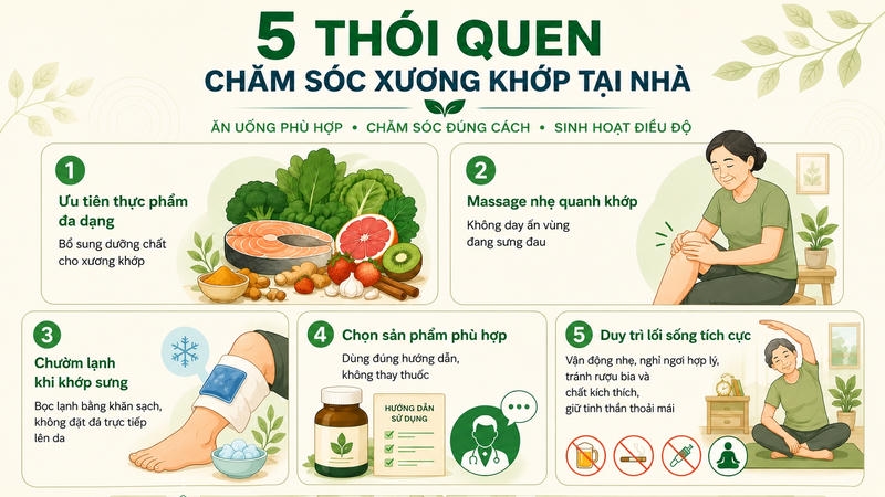 Chăm sóc giảm đau nhức xương khớp tại nhà