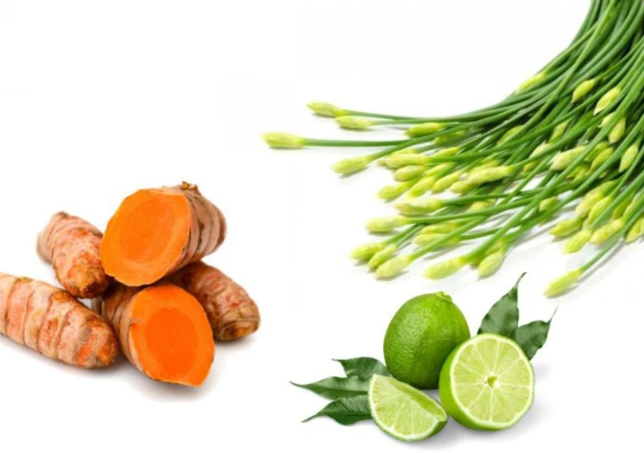 Kết hợp nghệ, chanh và hẹ để giảm ho
