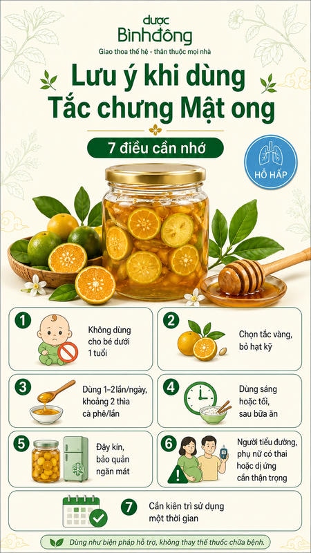 Infographic 7 lưu ý khi sử dụng tắc chưng mật ong