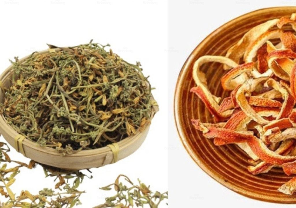 Hình chụp Hoa Đu đủ đực kết hợp với Trần bì, Bách bộ