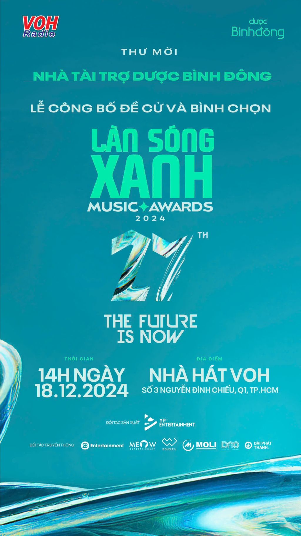 Dược Bình Đông hân hạnh là đơn vị tài trợ Chương trình Lễ trao giải Làn Sóng Xanh 2024