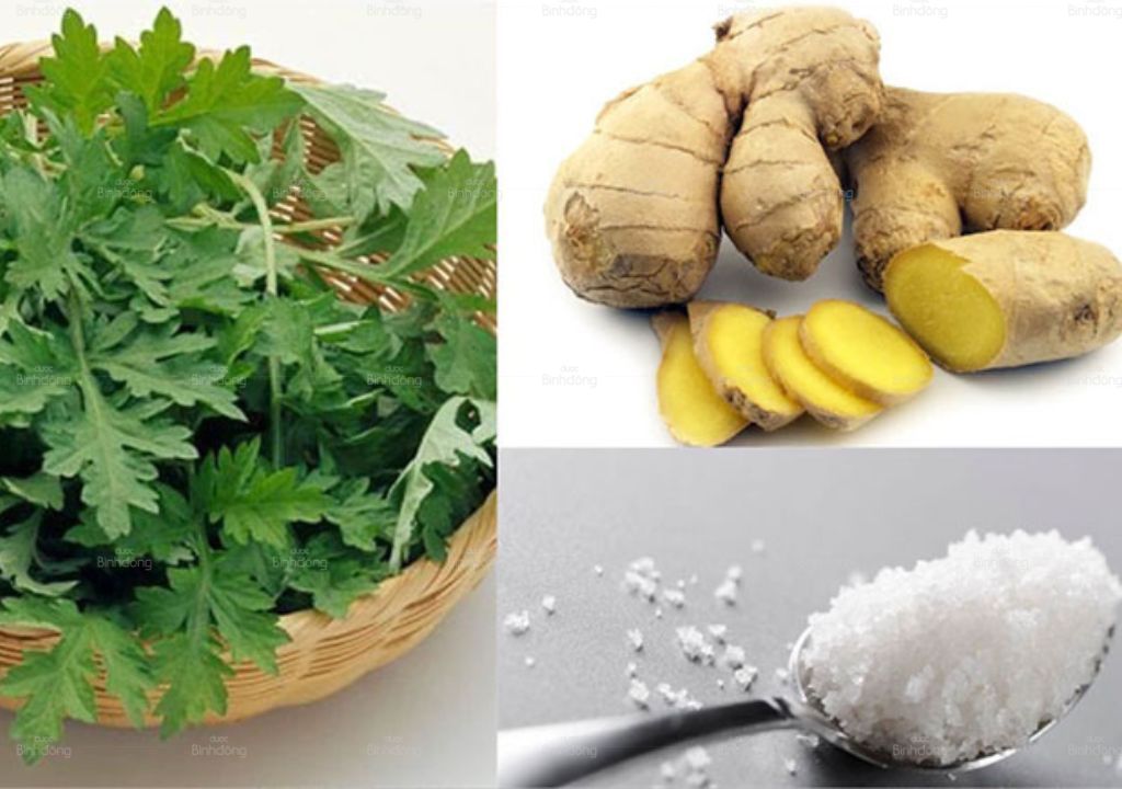 Ngải cứu, Gừng và Muối là hỗn hợp dùng để ngâm chân, giảm đau hiệu quả