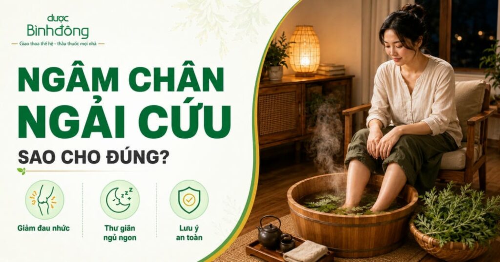 Infographic hướng dẫn ngâm chân Ngải cứu