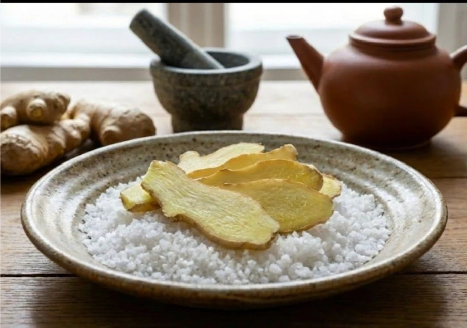 Ảnh chụp Gừng với Muối hạt