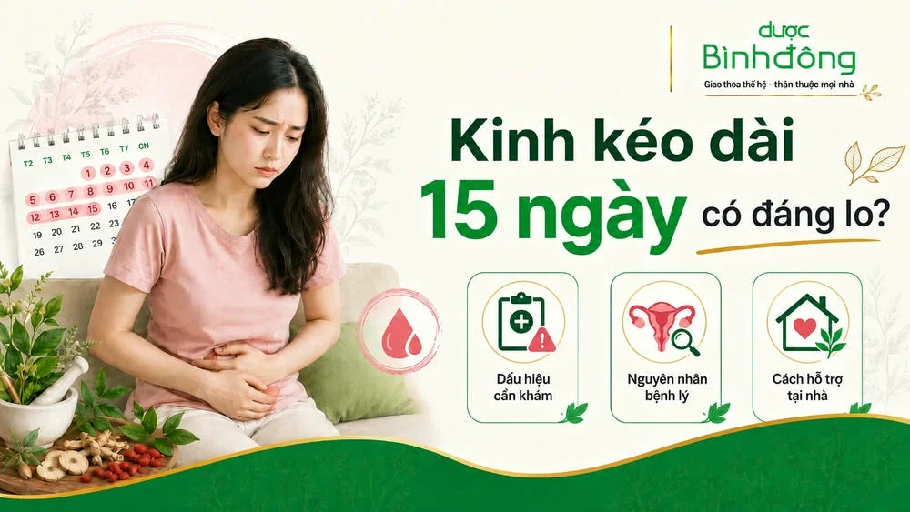 Người phụ nữ ôm bụng dưới vì kinh nguyệt kéo dài 15 ngày