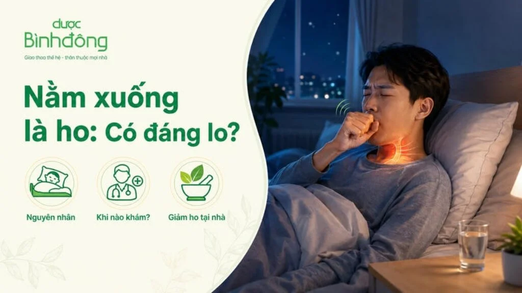 Thumbnail bài viết về ho khi nằm,