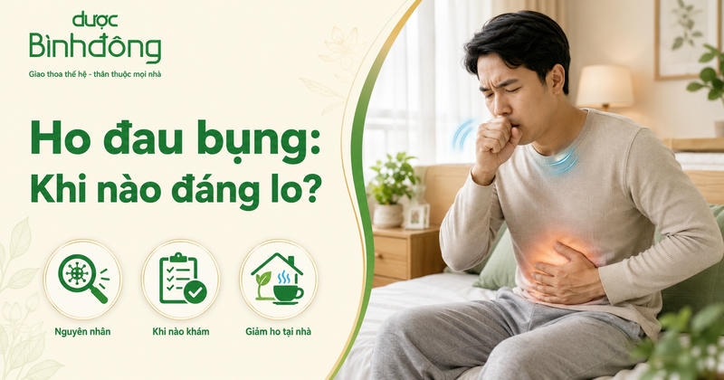 Thumbnail bài viết về ho đau bụng
