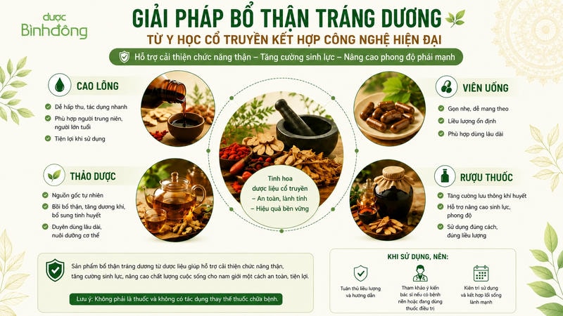 Infographic các dạng hỗ trợ bổ thận tráng dương