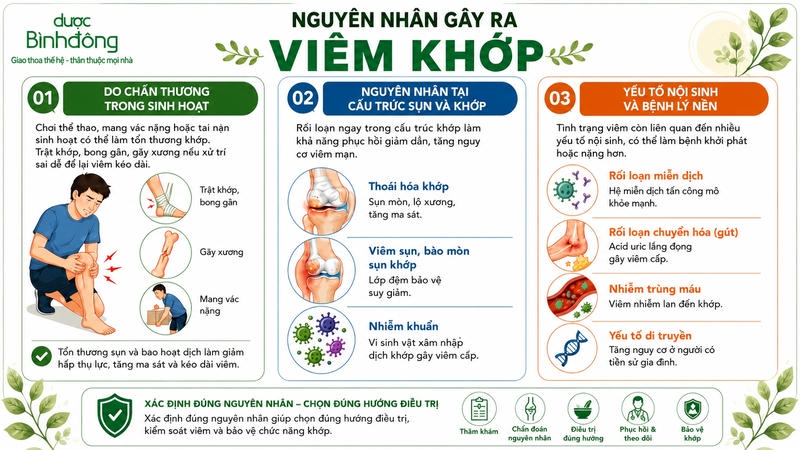 Nguyên nhân gây ra tình trạng viêm xương khớp