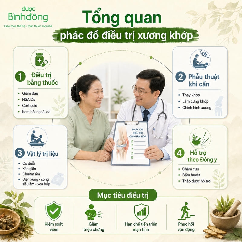 Điều trị viêm nhức xương khớp dựa trên 4 nhóm chính