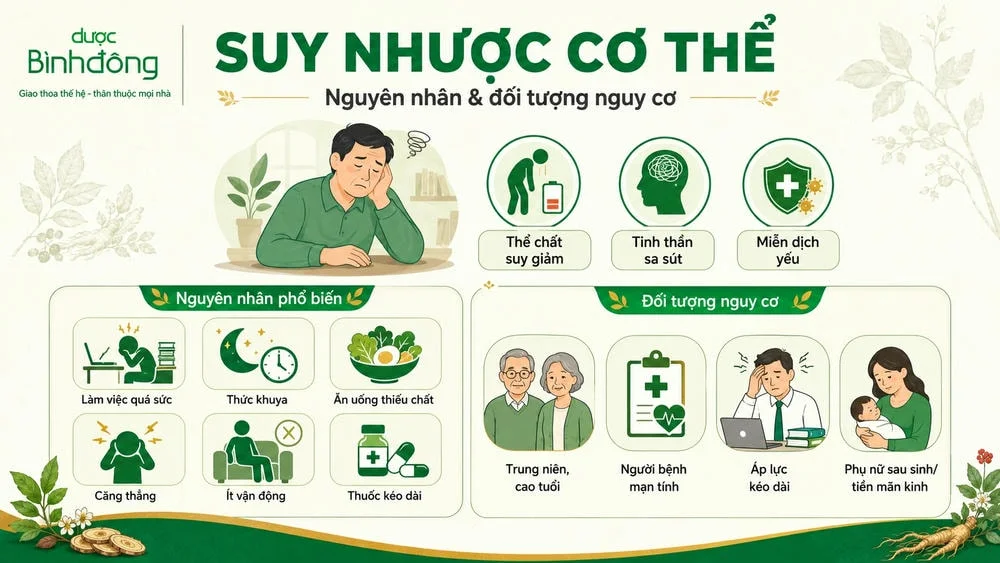 Infographic dấu hiệu suy nhược cơ thể và khi cần đi khám
