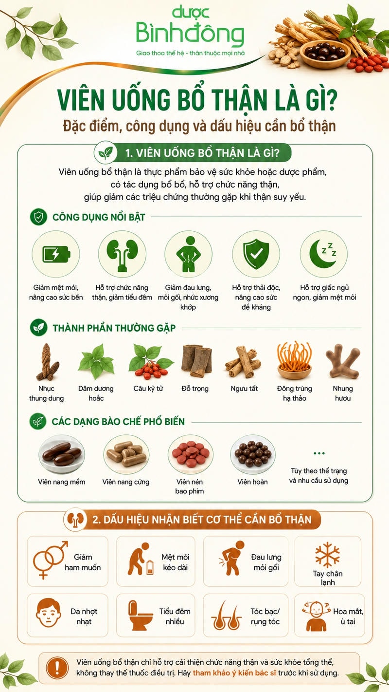Infographic giải thích viên uống bổ thận