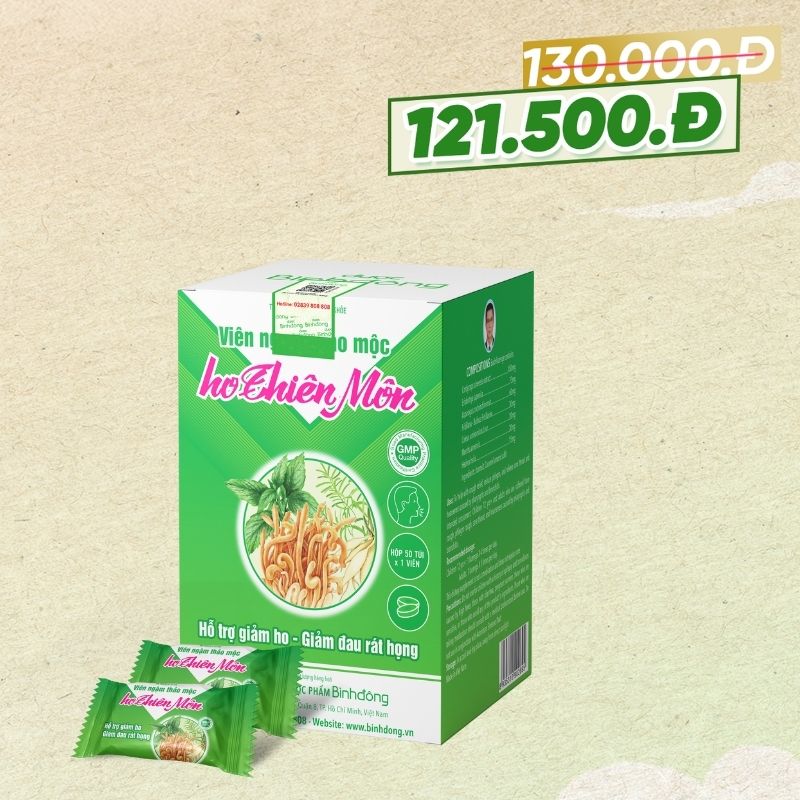 Viên ngậm thảo mộc ho Thiên Môn – Dược Bình Đông (Hộp 50 viên)