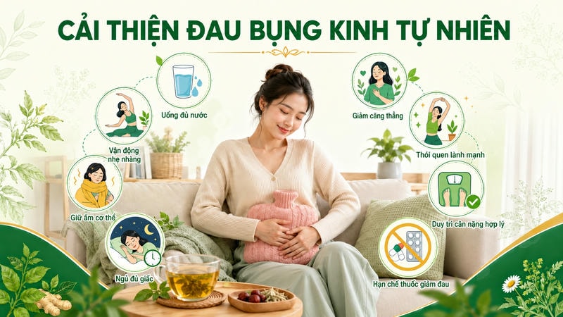 Minh họa cách cải thiện đau bụng kinh tự nhiên