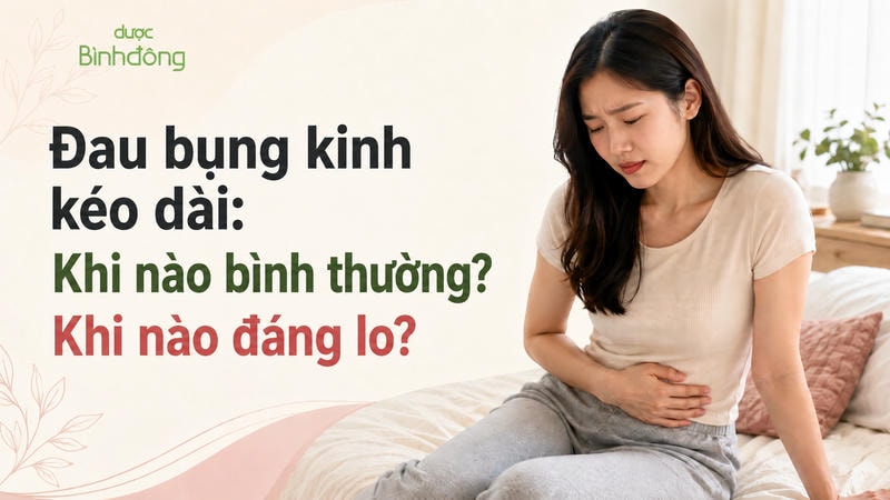 Phụ nữ bị đau bụng kinh kéo dài trong kỳ kinh.