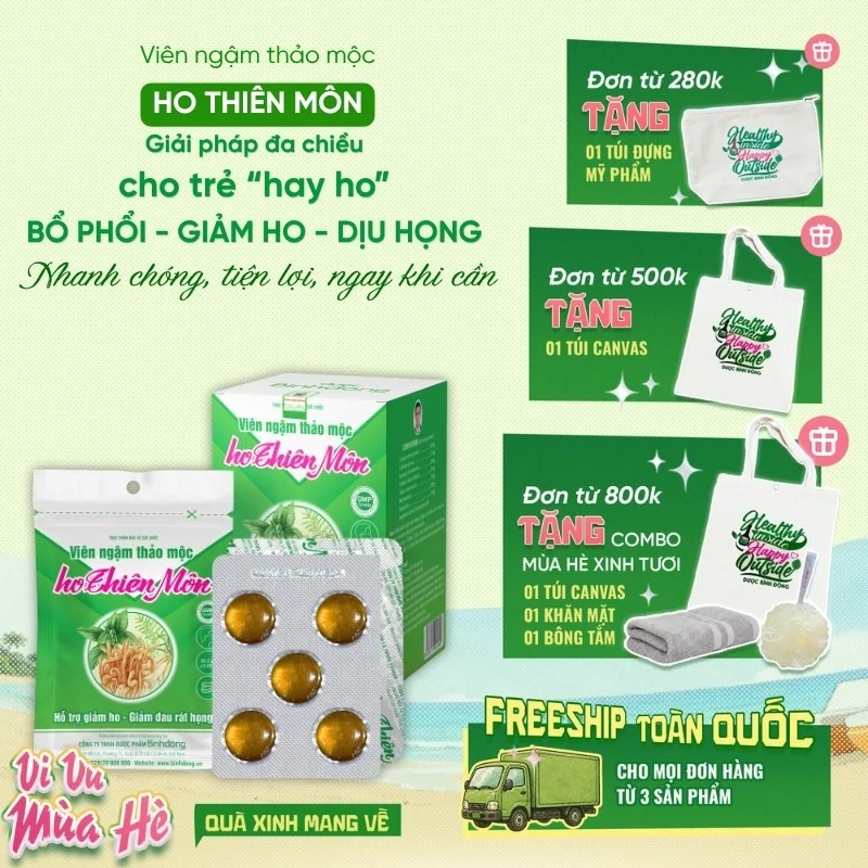 Viên ngậm thảo mộc ho Thiên Môn - Dược Bình Đông (Hộp 10 vỉ)