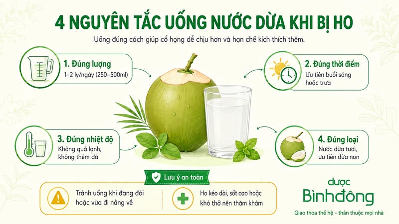 Nguyên tắc uống nước dừa khi bị ho