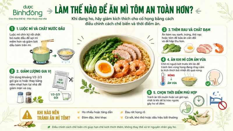 Làm thế nào để ăn mì tôm bớt ho hơn
