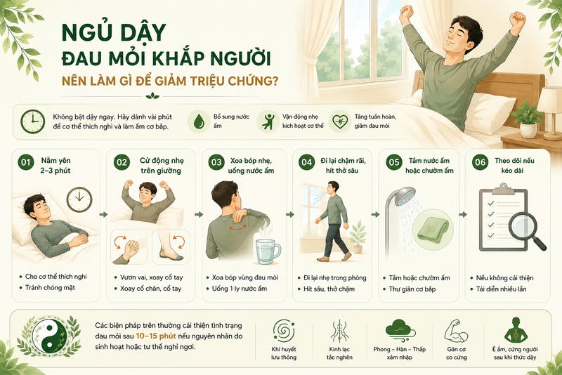 Nhức mỏi cơ thể khi ngủ dậy phải làm gì