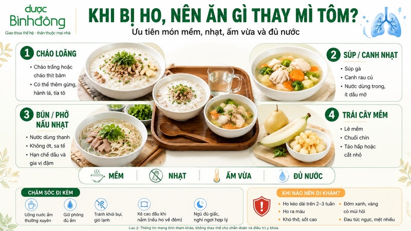 Món ăn thay thế mì tôm khi bị ho