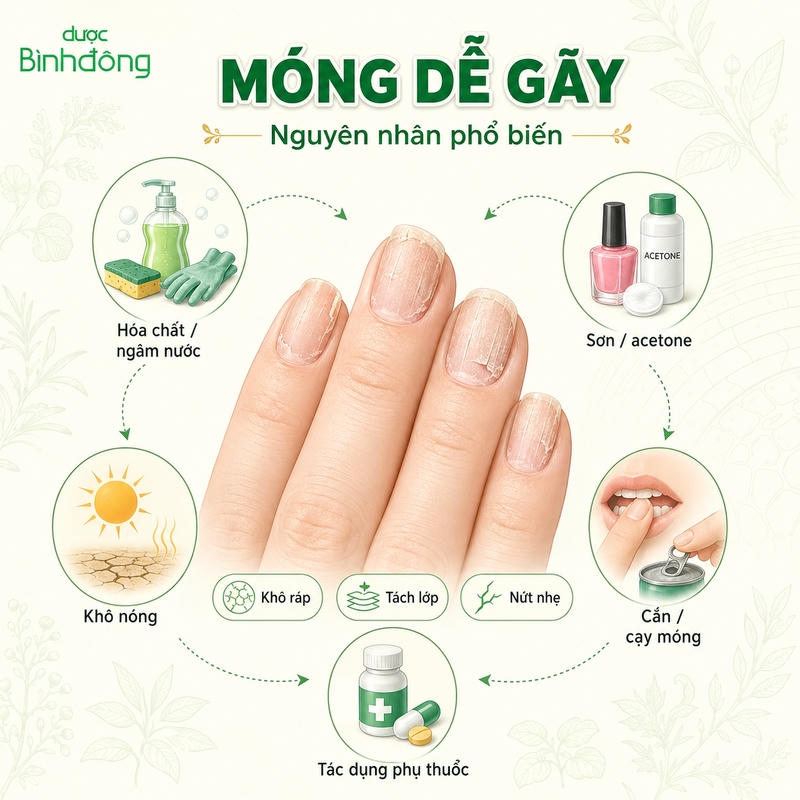Nguyên nhân dẫn đến móng giòn, dễ gãy
