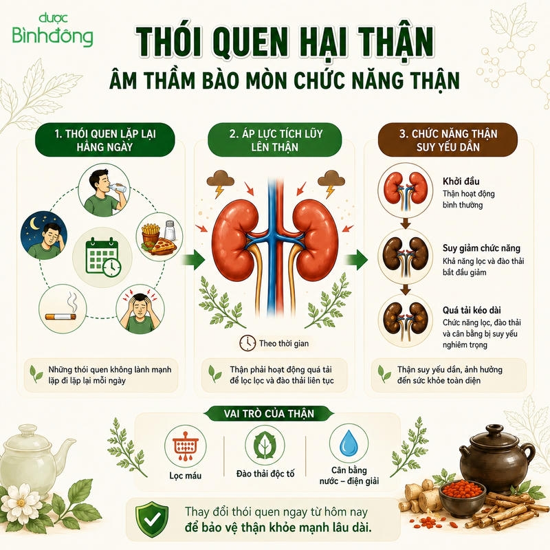 Ảnh hưởng của thói quen tới thận