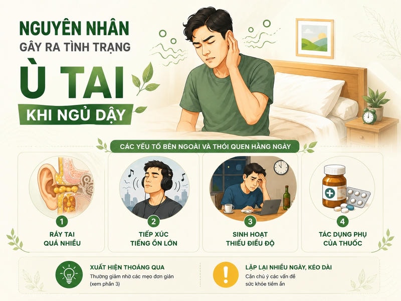 4 yếu tố gây ù tai khi ngủ dậy và dấu hiệu cần lưu ý khi kéo dài.