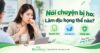 Thumbnail bài viết về tình trạng nói chuyện bị ho. Người phụ nữ đang ho trong cuộc họp, kèm headline “Nói chuyện bị ho: Làm dịu họng thế nào?