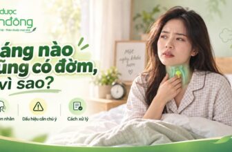 Thumbnail bài viết về tình trạng sáng ngủ dậy có đờm, minh họa cảm giác vướng họng cùng ba nội dung chính cần quan tâm.