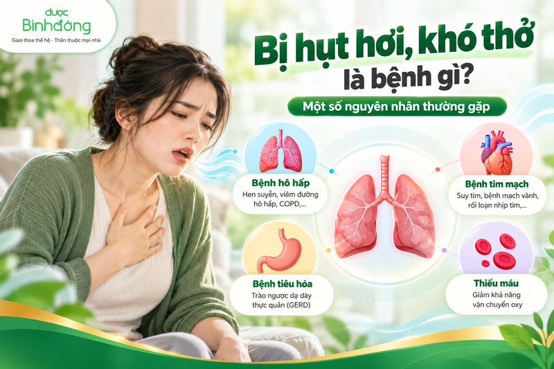 Các nhóm nguyên nhân gây hụt hơi khó thở: hô hấp, tim mạch, tiêu hóa và thiếu máu