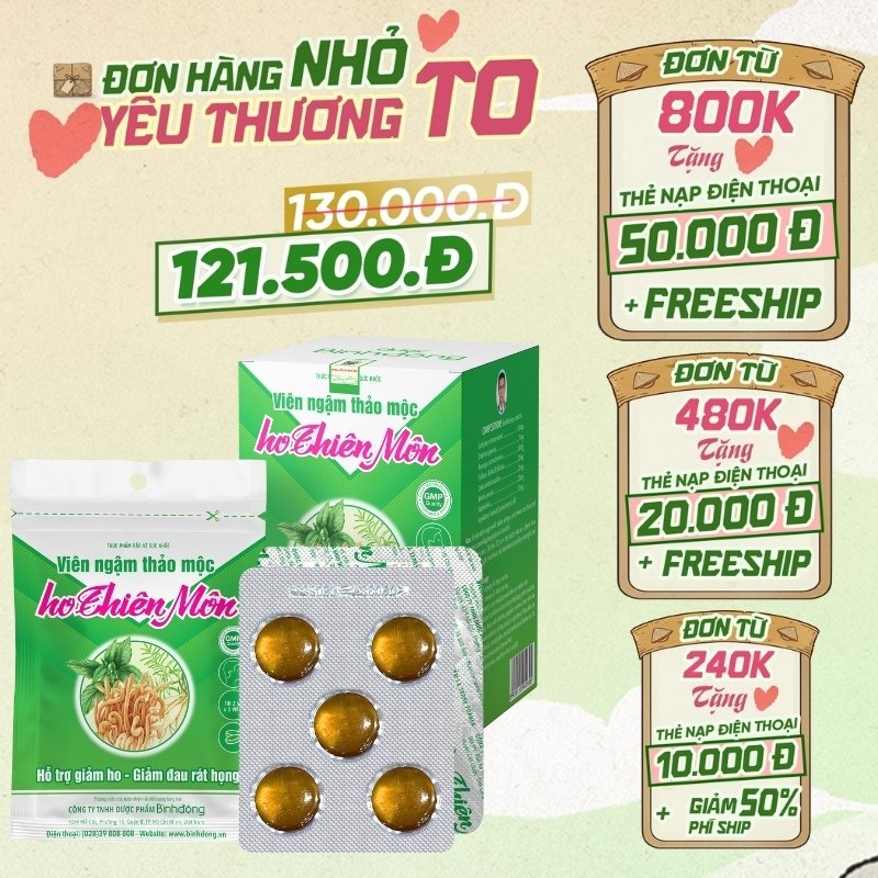 Viên ngậm thảo mộc ho Thiên Môn – Dược Bình Đông (Hộp 10 vỉ)