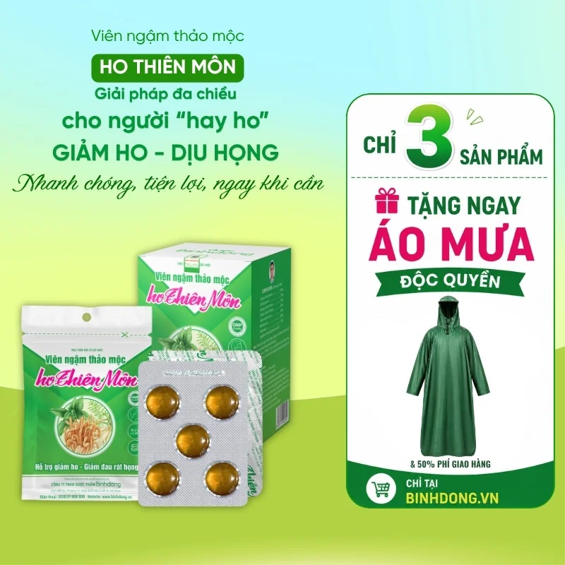 Viên ngậm thảo mộc ho Thiên Môn – Dược Bình Đông (Hộp 10 vỉ)