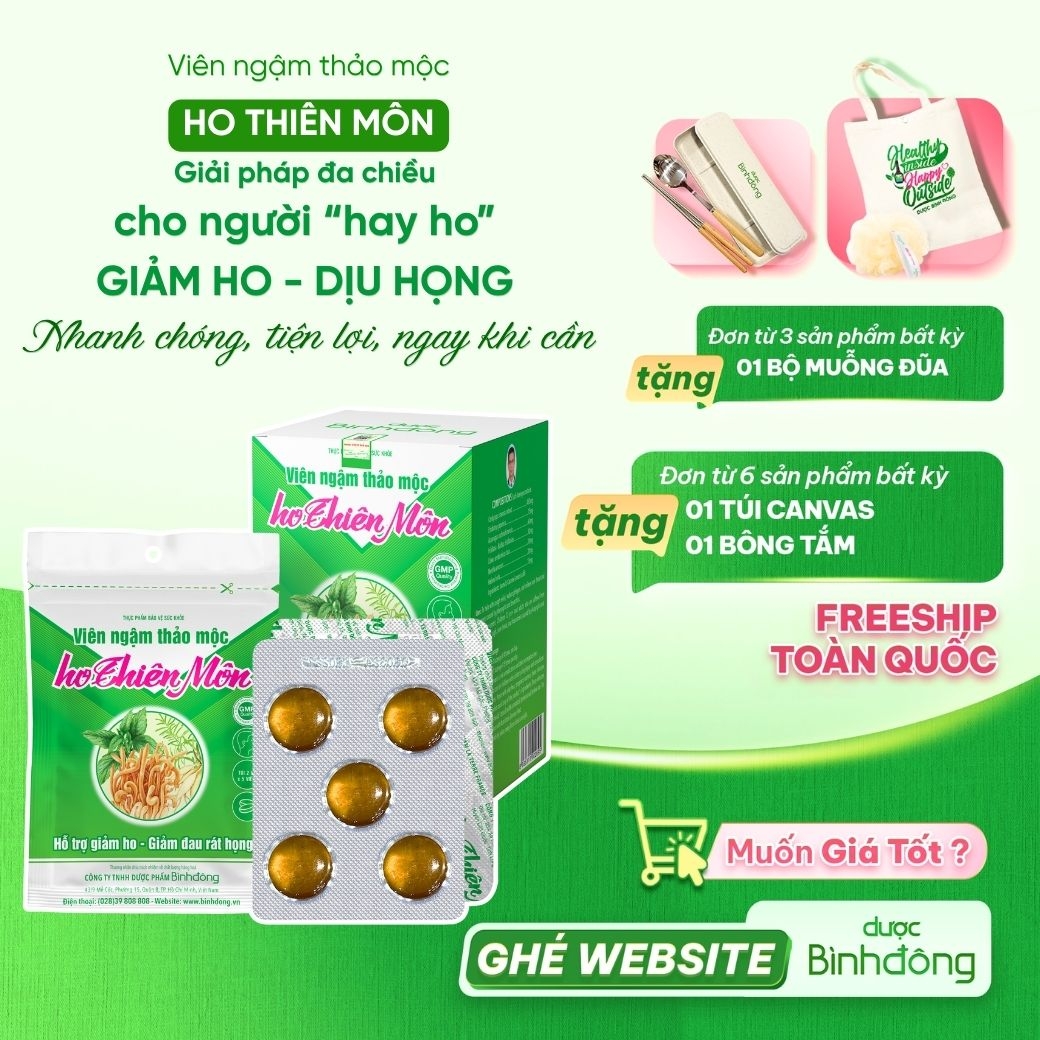Viên ngậm thảo mộc ho Thiên Môn – Dược Bình Đông (Hộp 10 vỉ)
