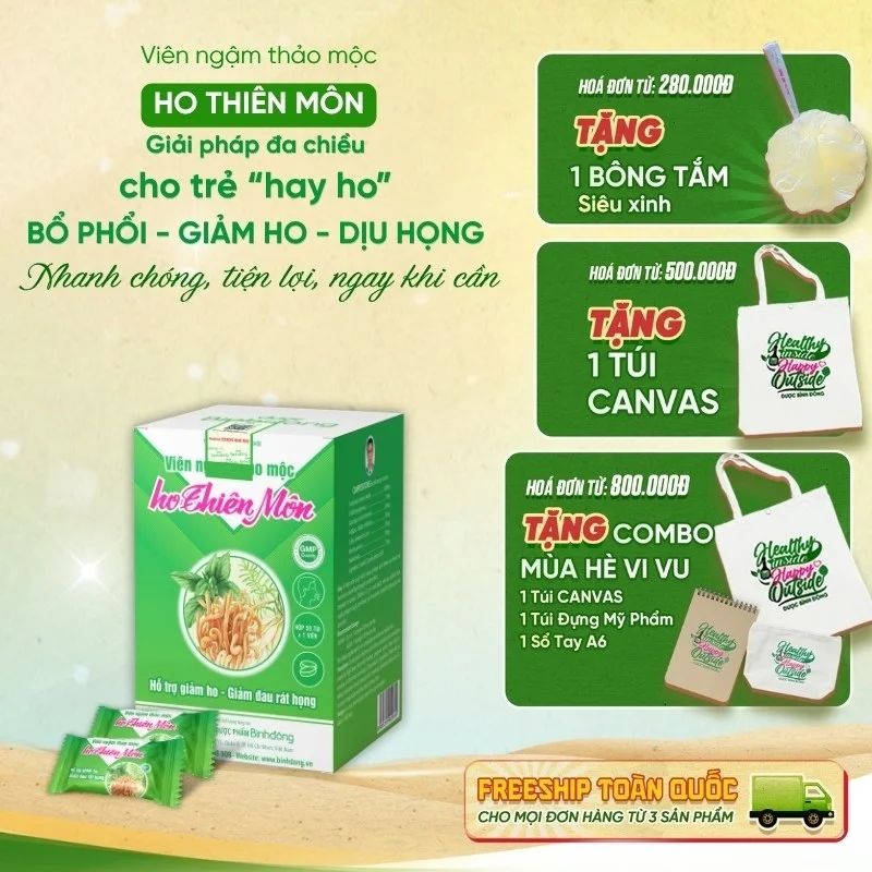 Viên ngậm thảo mộc ho Thiên Môn – Dược Bình Đông (Hộp 50 viên)