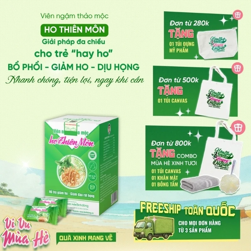 Viên ngậm thảo mộc ho Thiên Môn – Dược Bình Đông (Hộp 50 viên)
