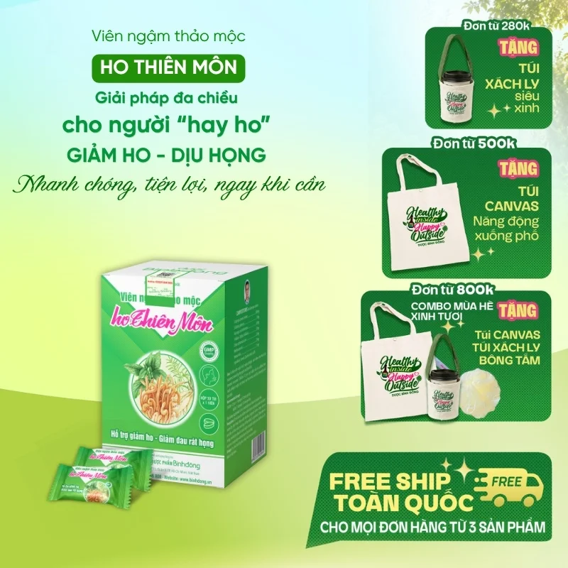 Viên ngậm thảo mộc ho Thiên Môn – Dược Bình Đông (Hộp 50 viên)