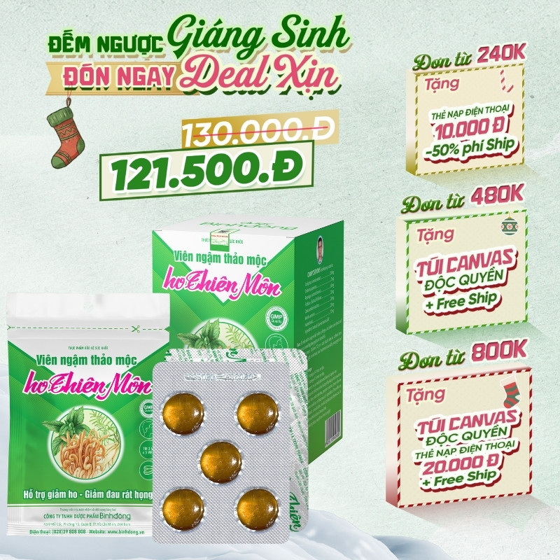 Viên ngậm thảo mộc ho Thiên Môn – Dược Bình Đông (Hộp 10 vỉ)